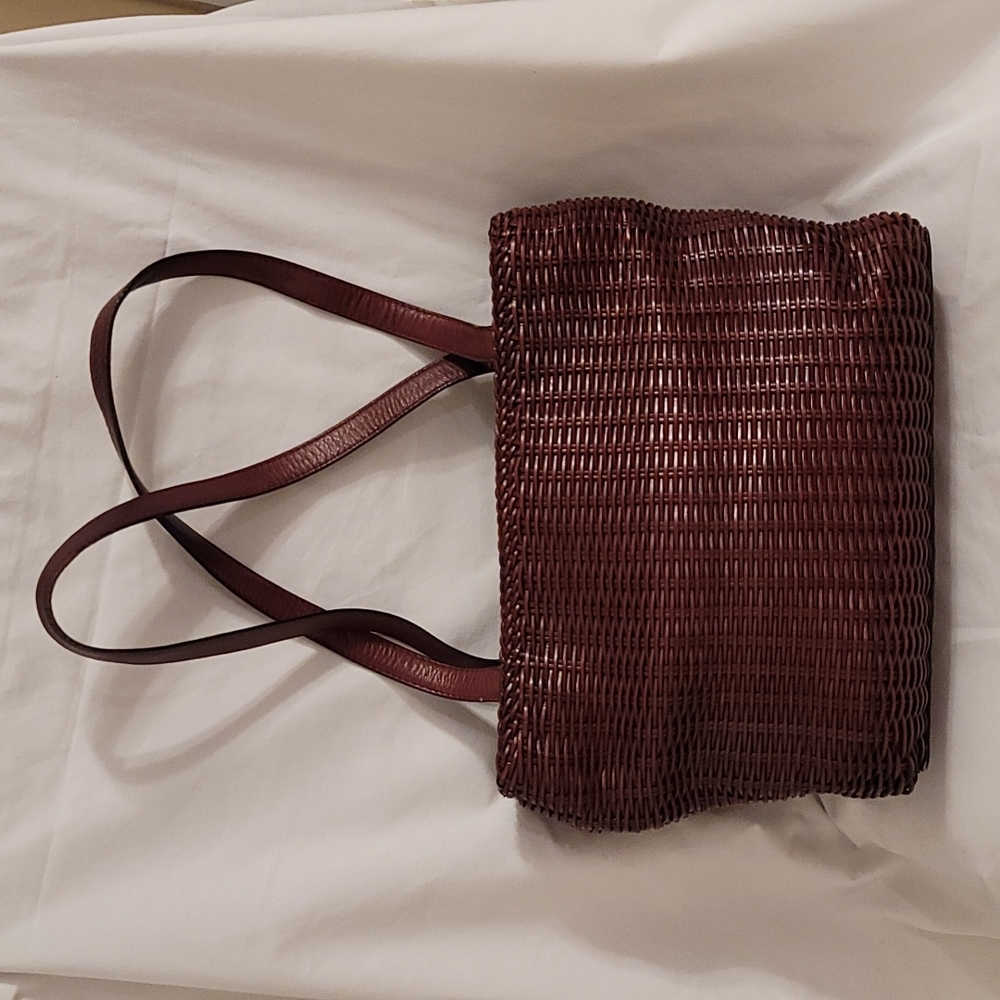 Fossil Vintage Basket Weave Leather Shoulder Bag Gem